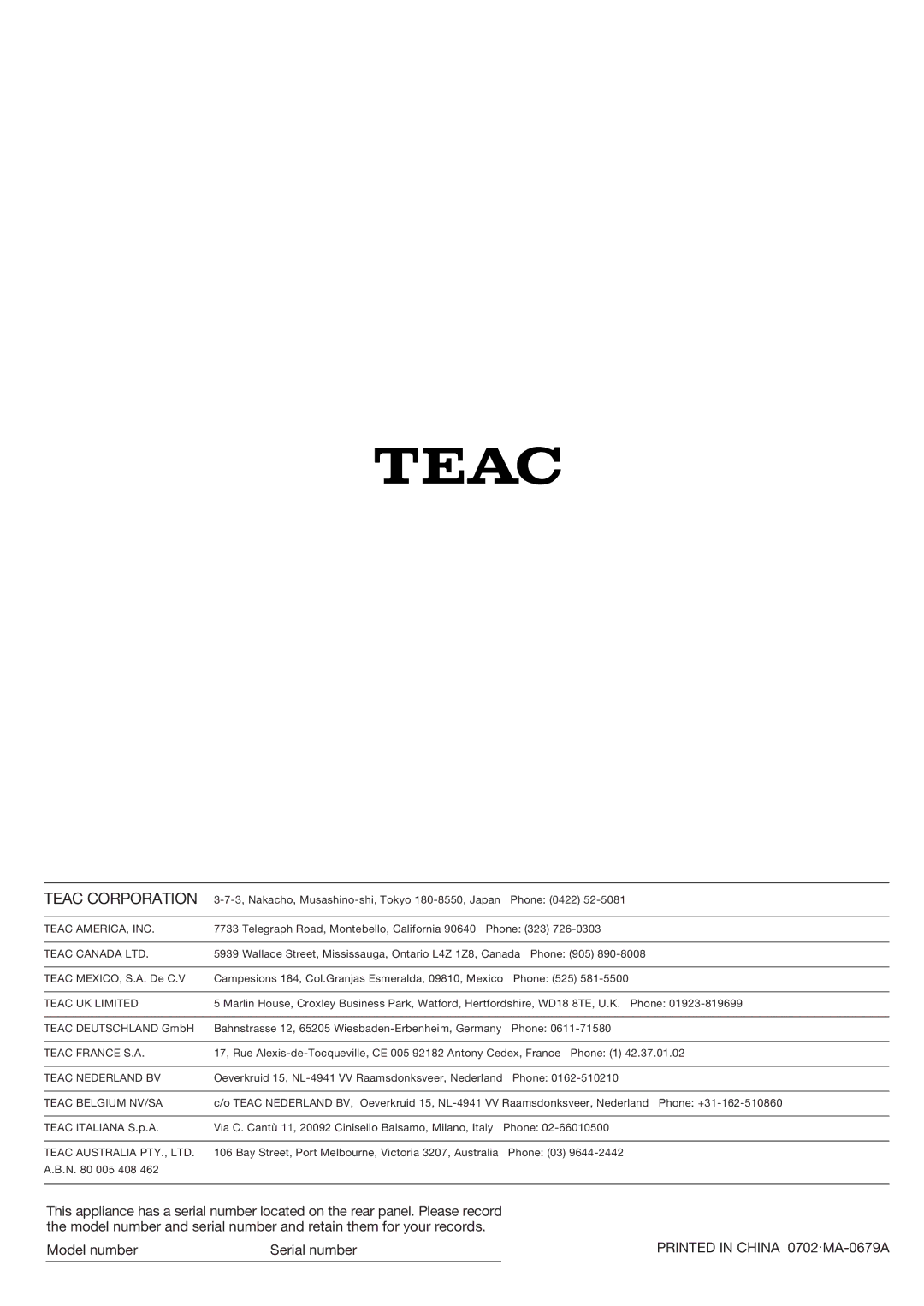 Teac SL-D90 owner manual Teac Corporation 