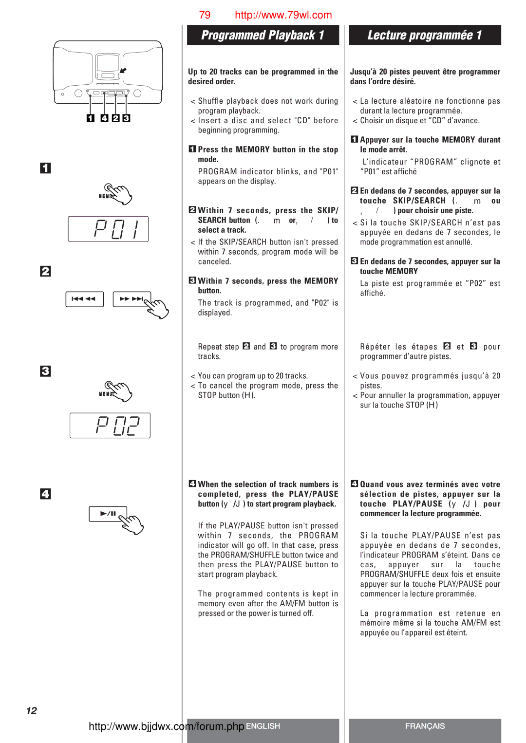 Teac SLD80R owner manual Lecture programmée 