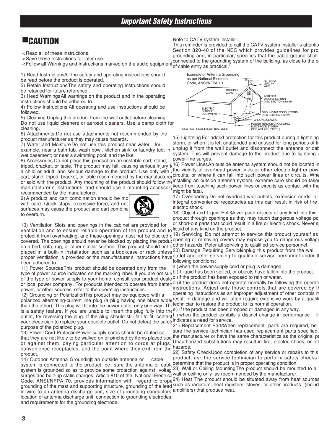 Teac W-600R owner manual Important Safety Instructions, Followed 