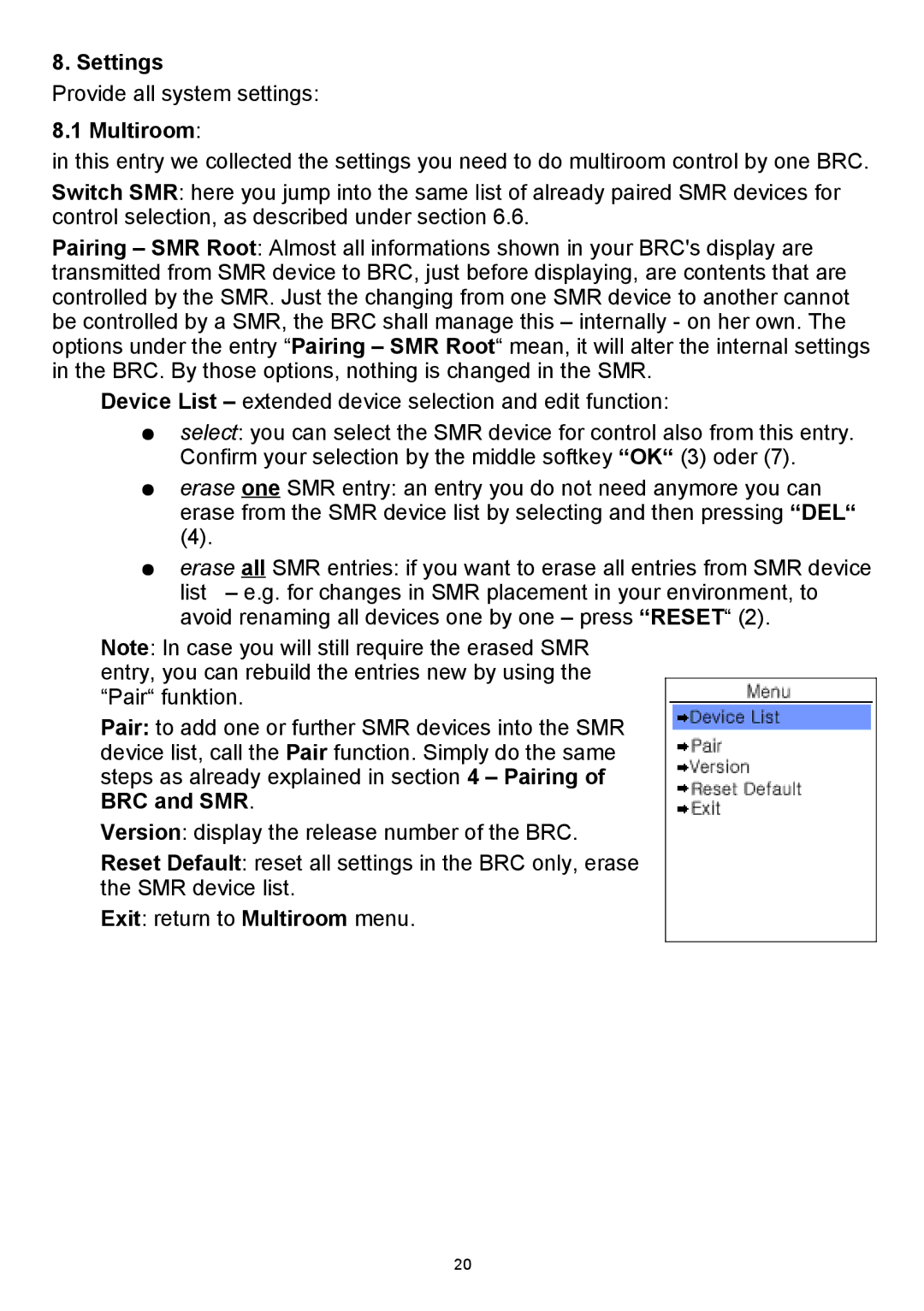 Teac WAP-4500 instruction manual Settings, Multiroom 