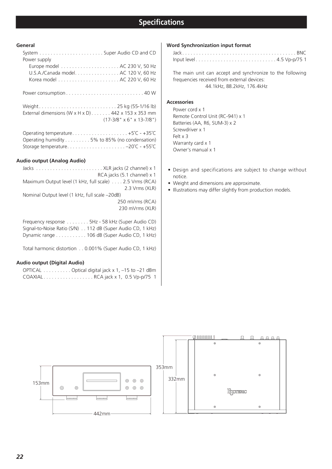 Teac X-01 owner manual Specifications 