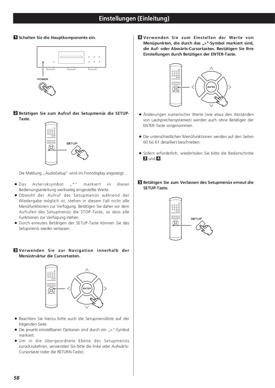 Teac X-01 owner manual Einstellungen Einleitung 