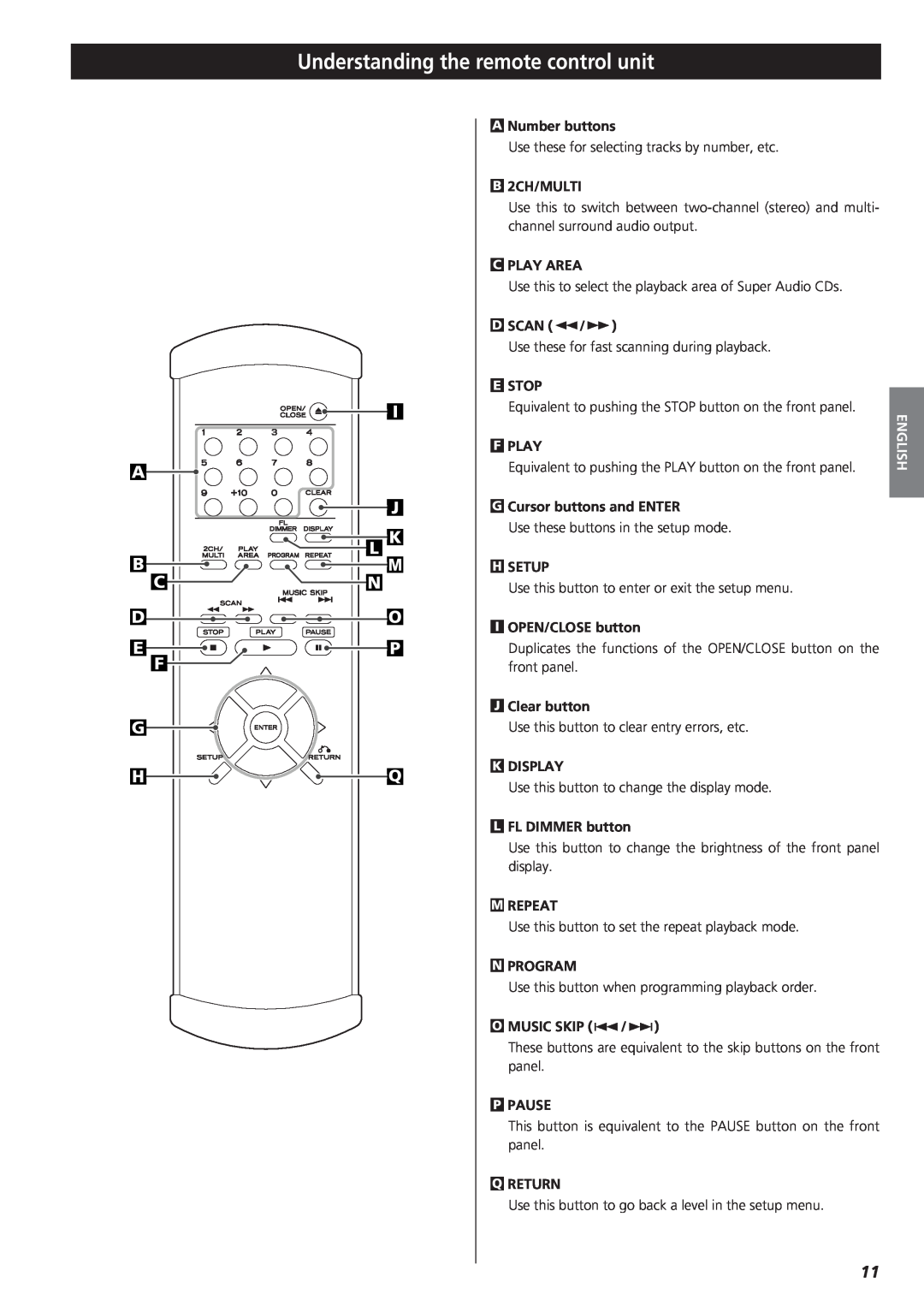 Teac X-01 owner manual Understanding the remote control unit 