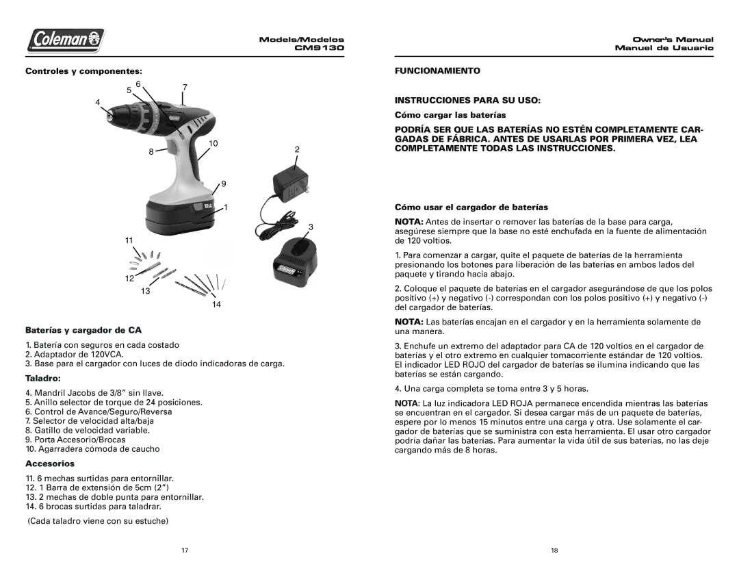 Team Products CM9130 owner manual Funcionamiento 