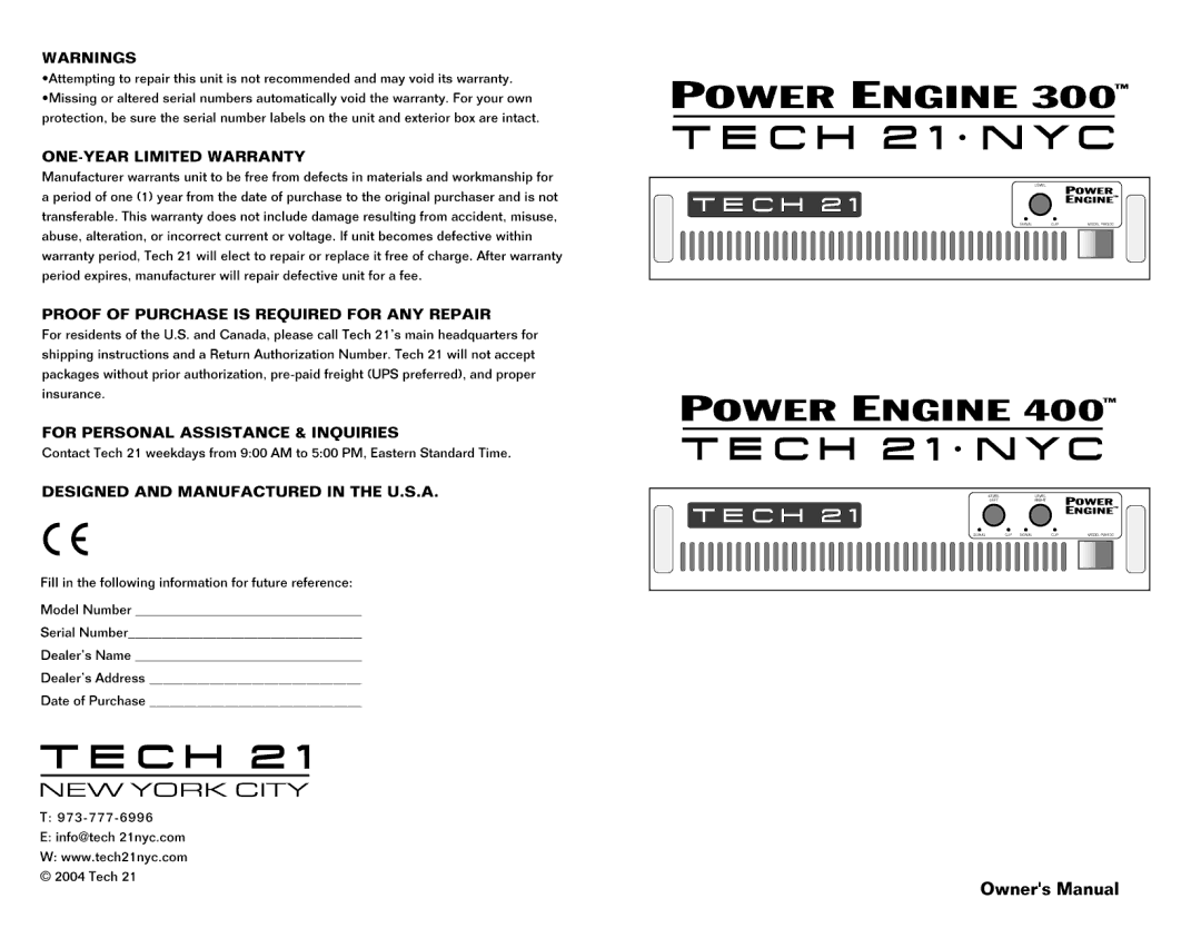 Tech 21 300 manual 