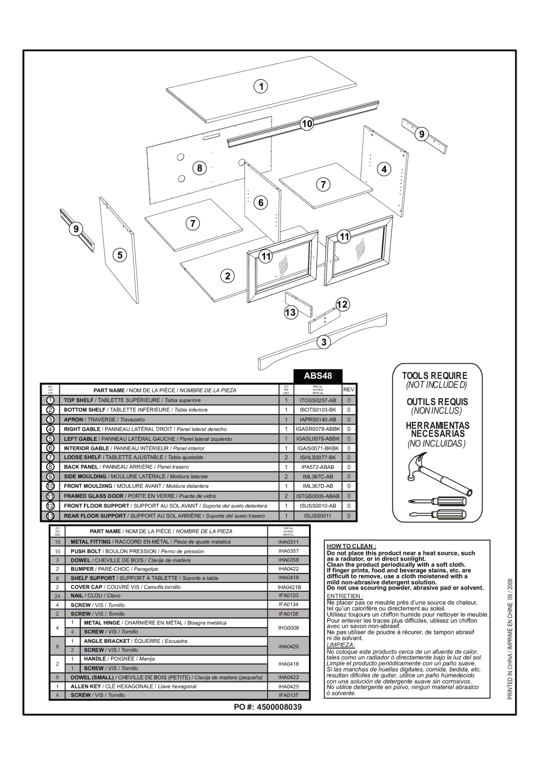 Tech Craft ABS48 manual Tools Require 