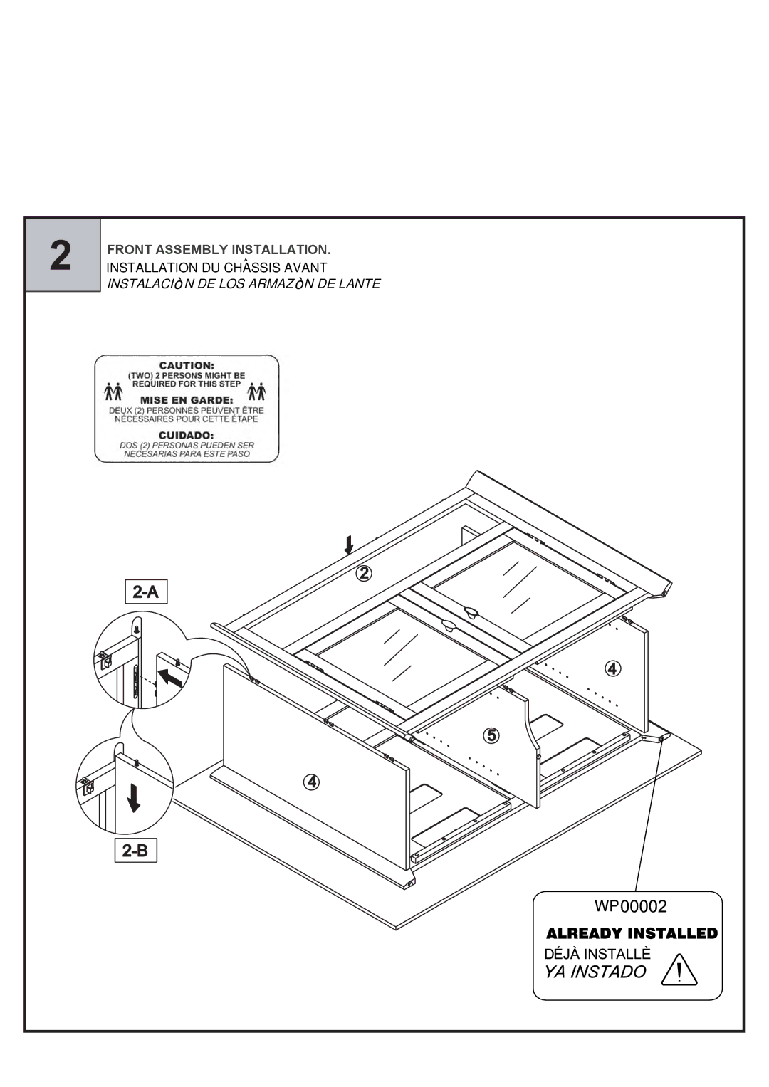 Tech Craft AWC5036 warranty Front Assembly Installation 