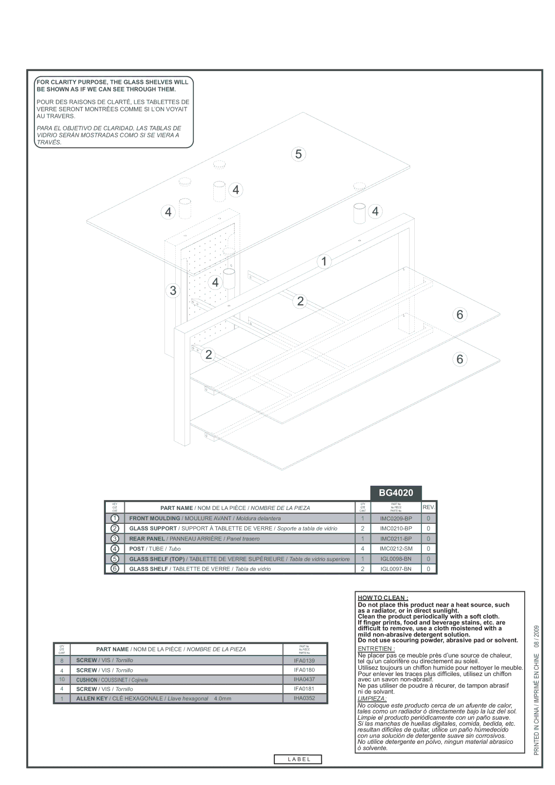 Tech Craft BG4020 warranty Limpieza 