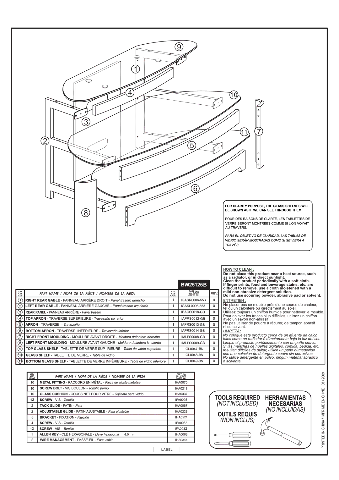 Tech Craft BW25125B warranty HOW to Clean, Limpieza 