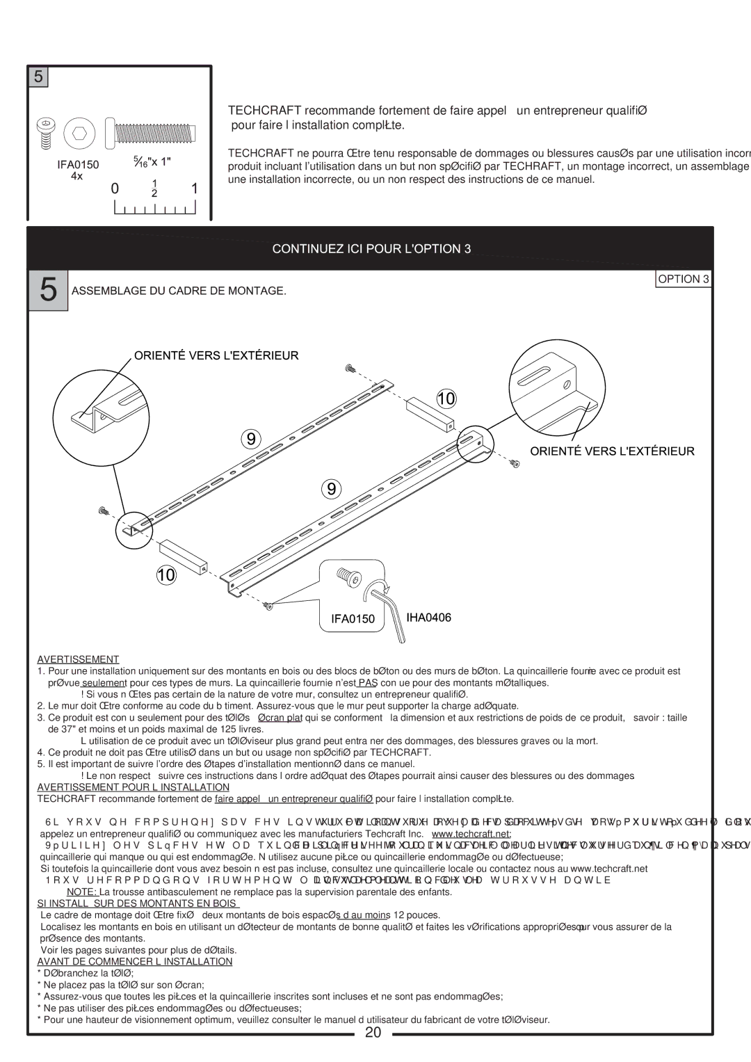 Tech Craft FLEX37WB manual Option 