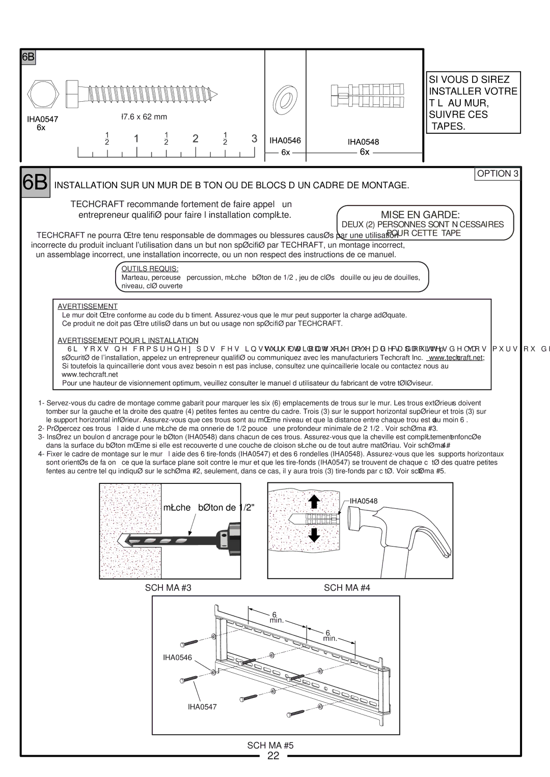 Tech Craft FLEX37WB manual Mise EN Garde 