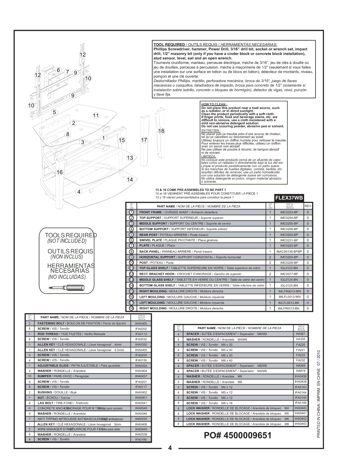 Tech Craft FLEX37WB manual Po# 