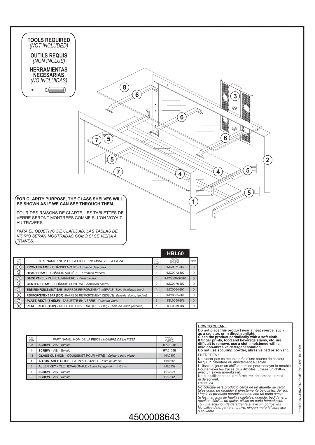 Tech Craft HBL60 manual 4500008643 