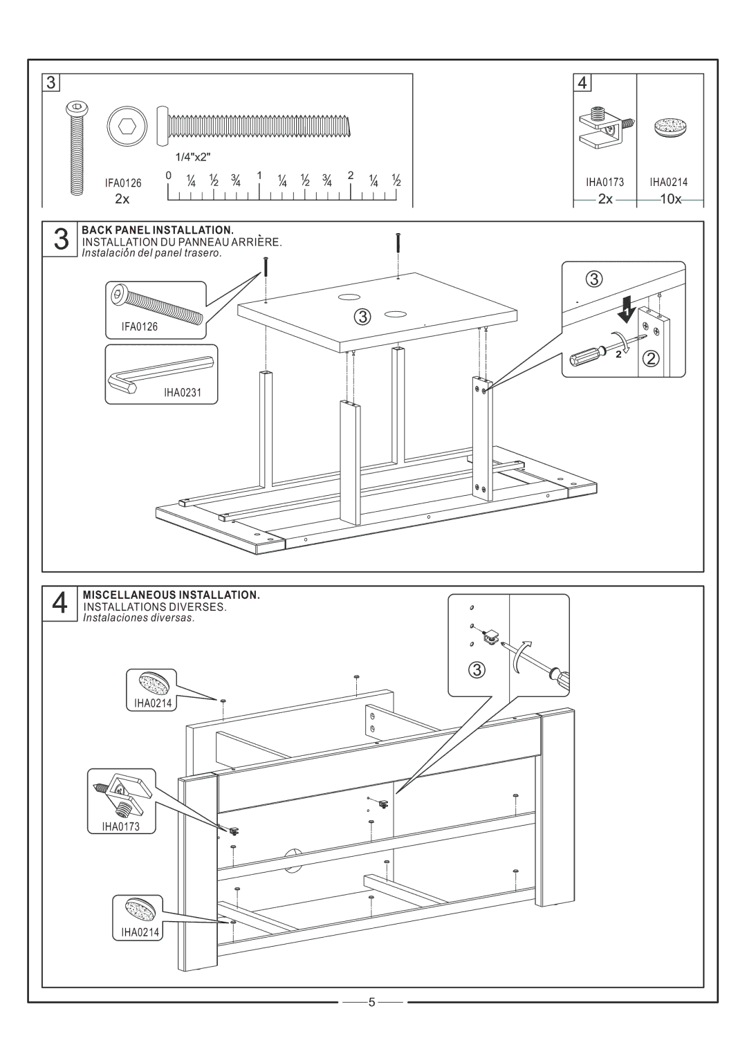 Tech Craft MD57 warranty Back Panel Installation, Miscellaneous Installation 