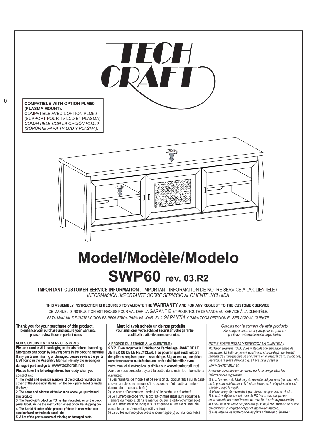 Tech Craft SWP60 manual Model/Modèle/Modelo 