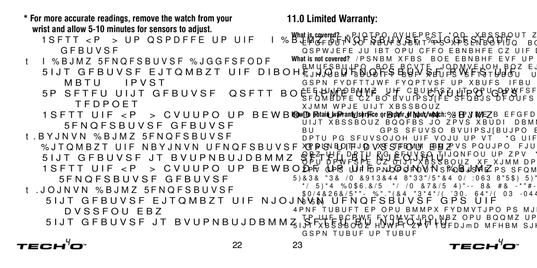 Tech4o Altimeter Watch manual Limited Warranty 