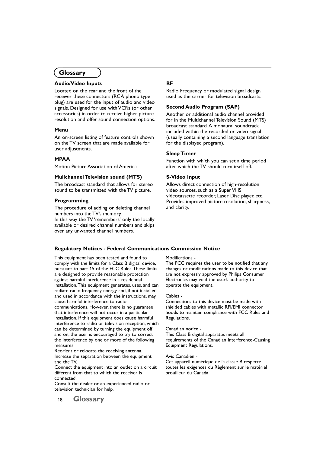 Technicolor - Thomson 15 manual Glossary 