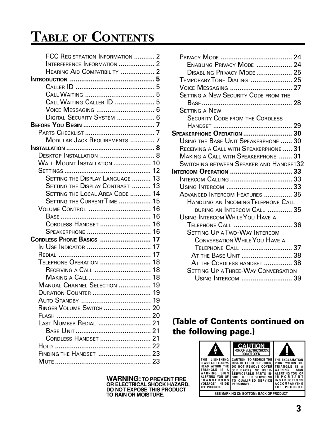 Technicolor - Thomson 26955 manual Table of Contents 