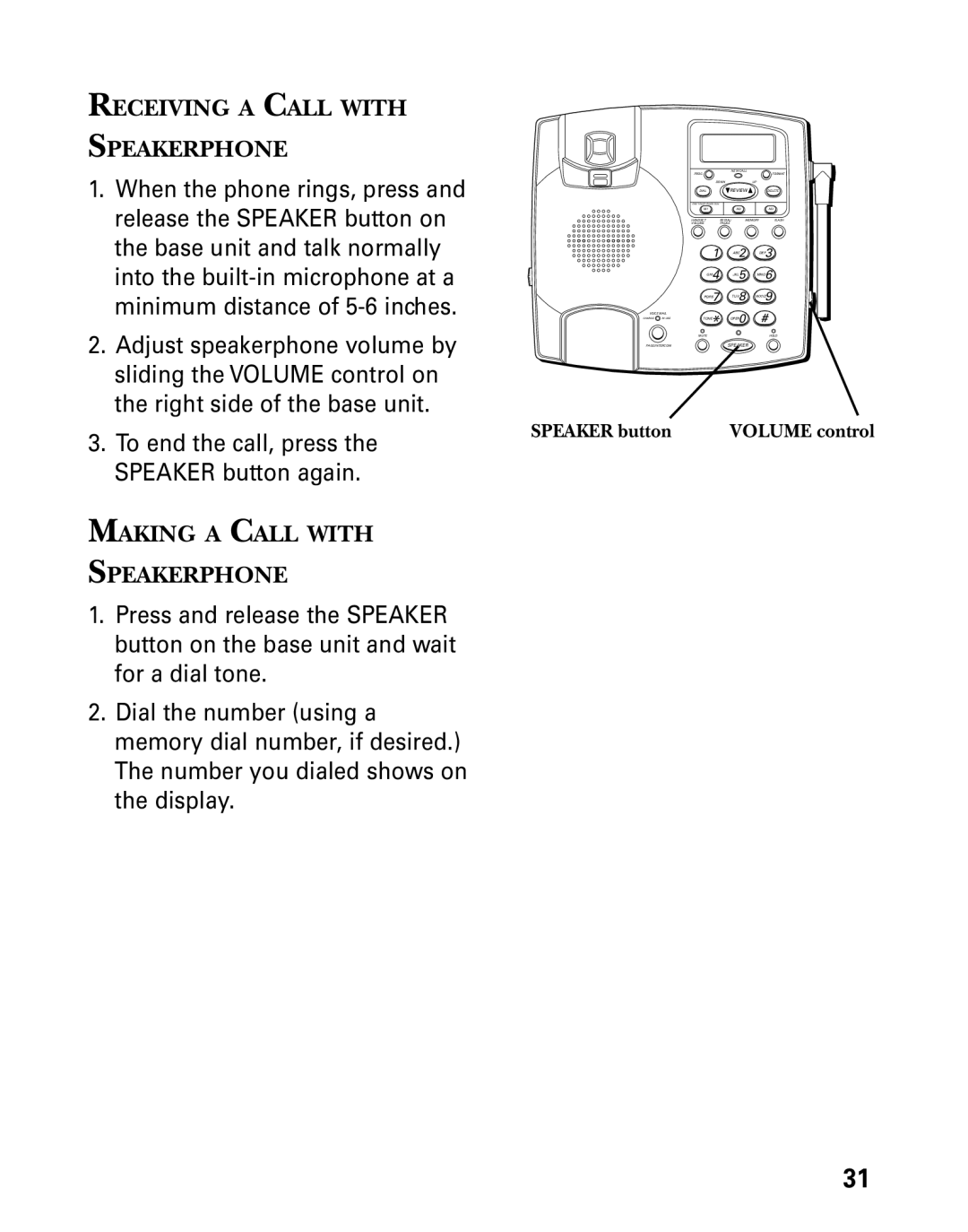 Technicolor - Thomson 26955 manual Receiving a Call with Speakerphone, Making a Call with Speakerphone 