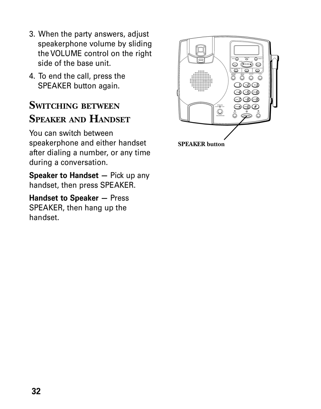 Technicolor - Thomson 26955 manual Switching Between Speaker and Handset 