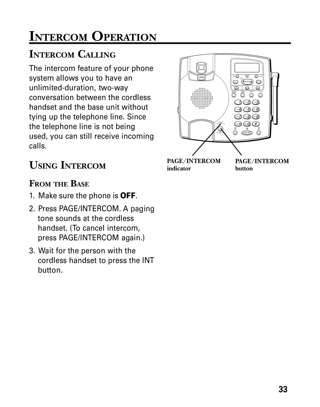 Technicolor - Thomson 26955 manual Intercom Operation, Intercom Calling, Using Intercom, Make sure the phone is OFF 