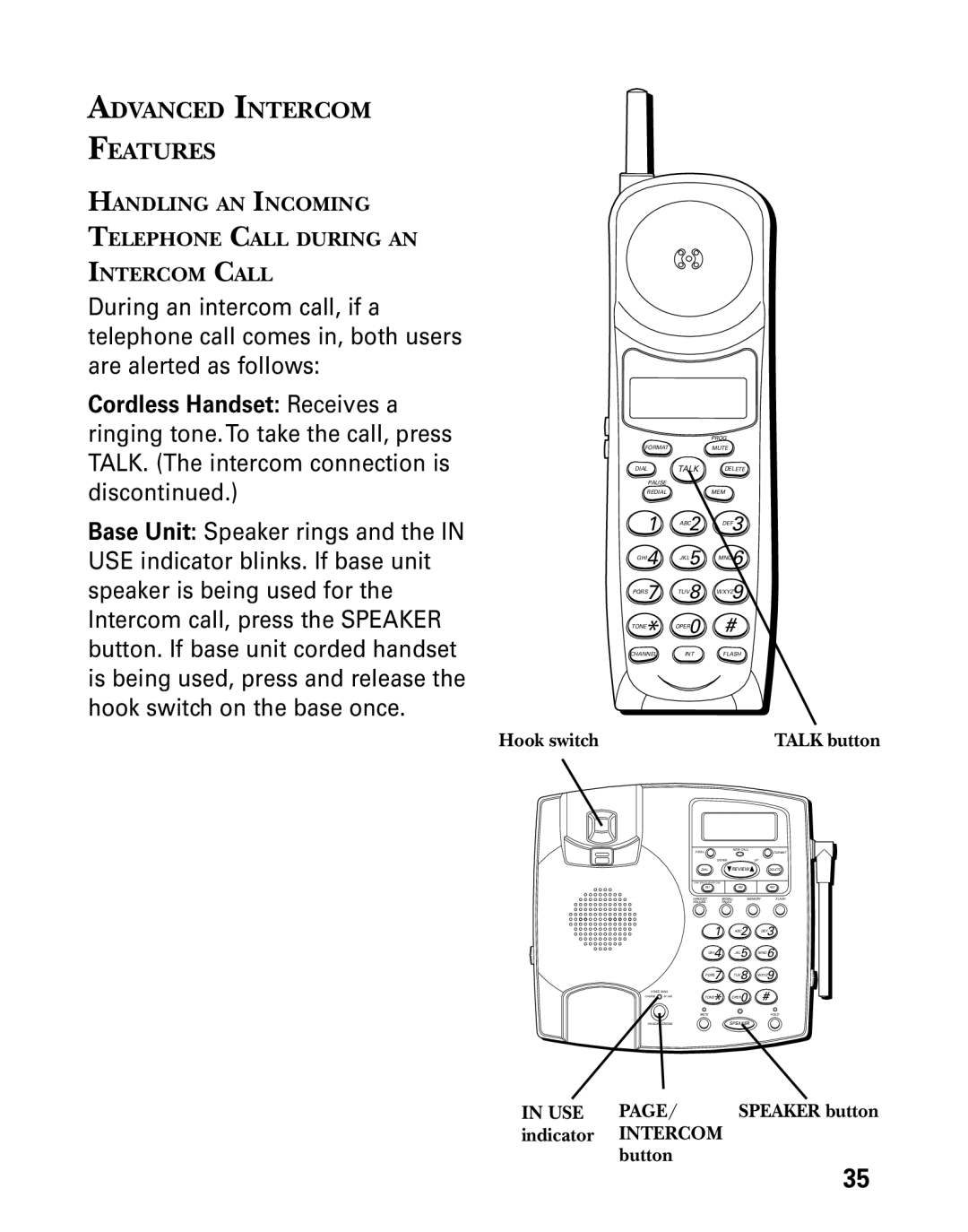 Technicolor - Thomson 26955 manual Advanced Intercom Features, Hook switch, Indicator 