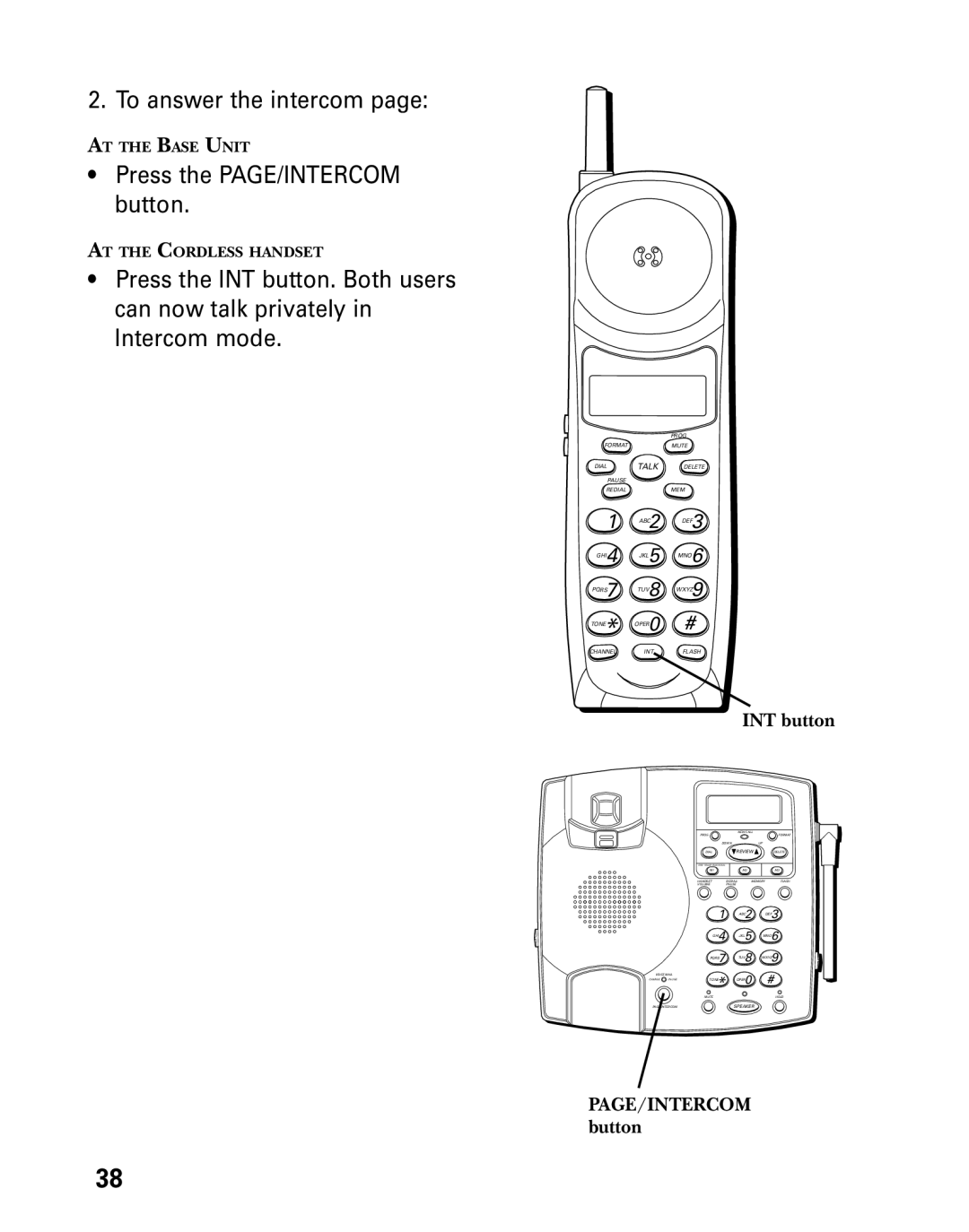 Technicolor - Thomson 26955 manual To answer the intercom, Press the PAGE/INTERCOM button 