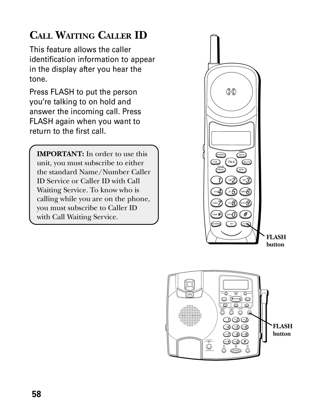 Technicolor - Thomson 26955 manual Call Waiting Caller ID, Flash button 