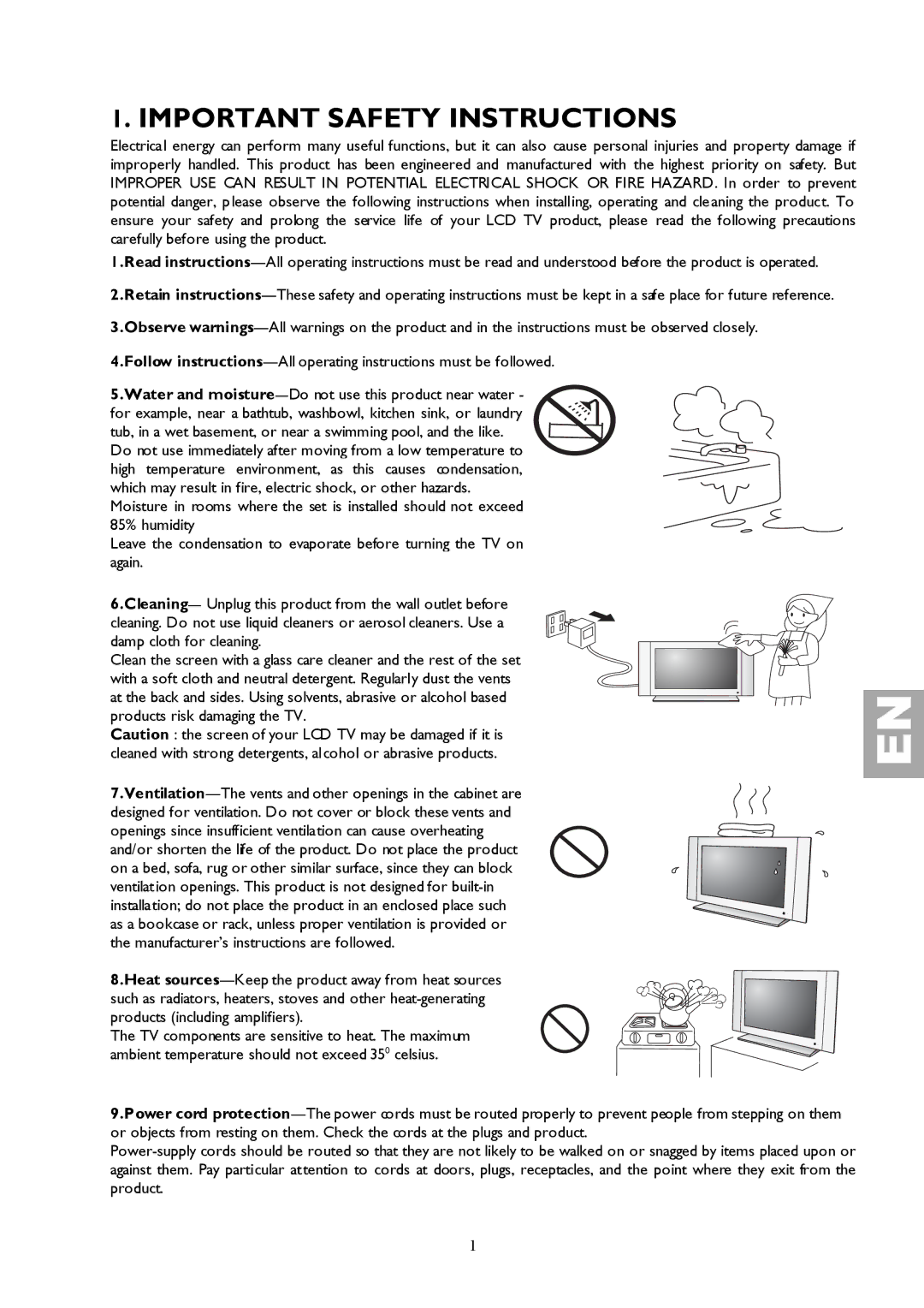 Technicolor - Thomson 27LCDB03B important safety instructions Important Safety Instructions 