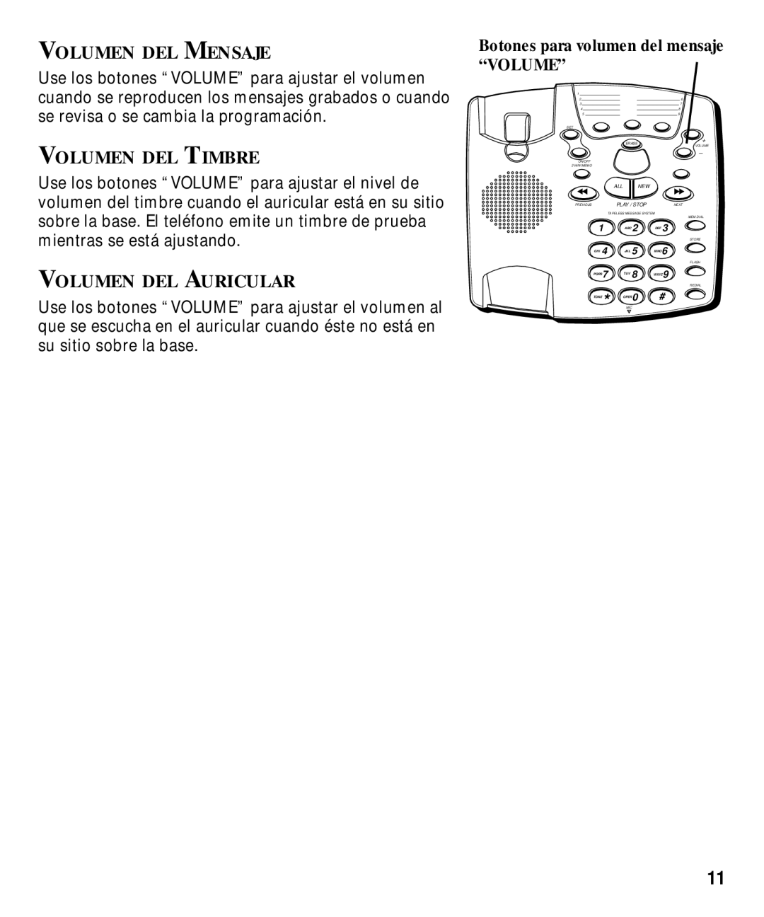 Technicolor - Thomson 29870 Series manual Volumen DEL Mensaje, Volumen DEL Timbre, Volumen DEL Auricular 