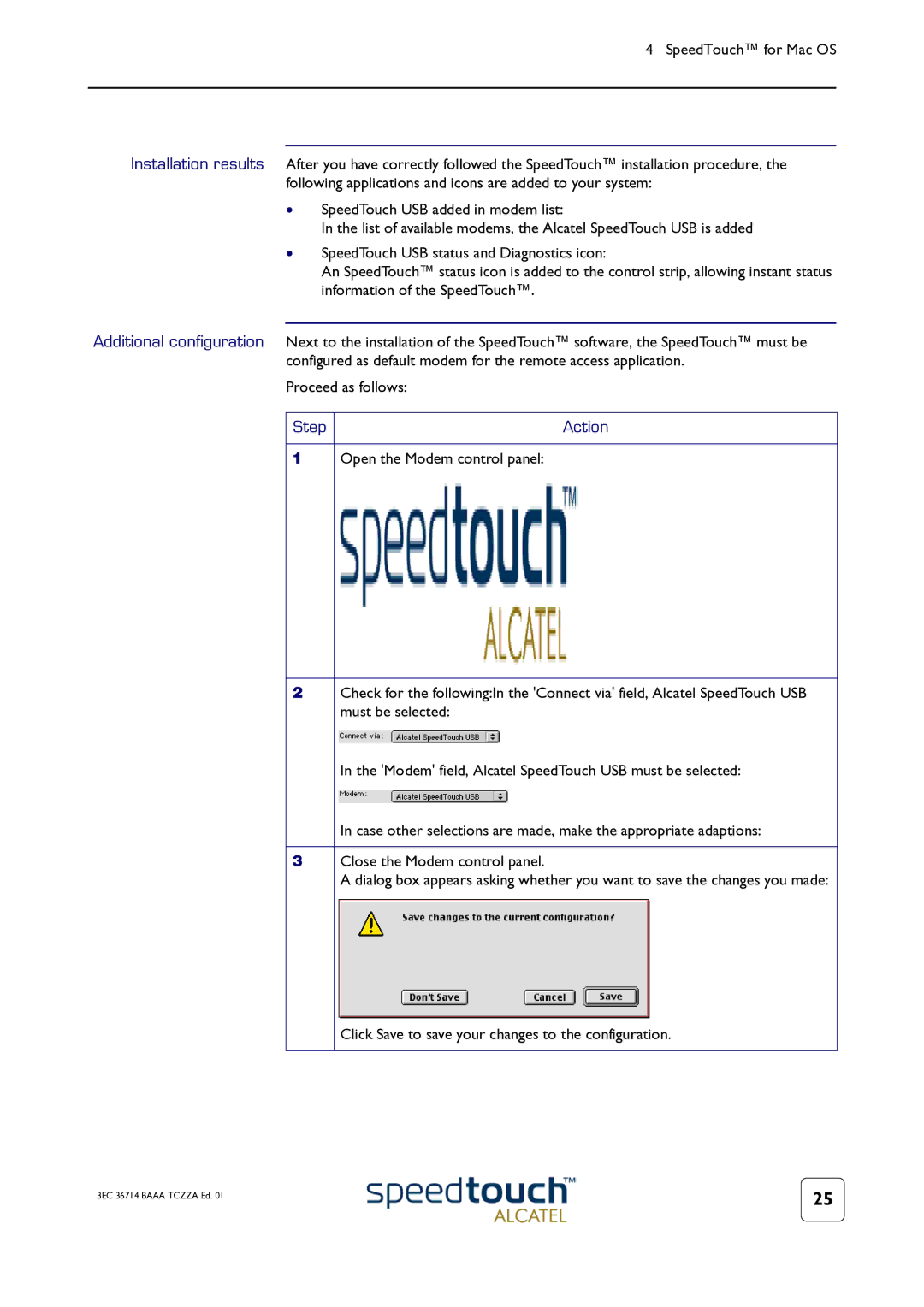 Technicolor - Thomson 300 Series manual Step Action 