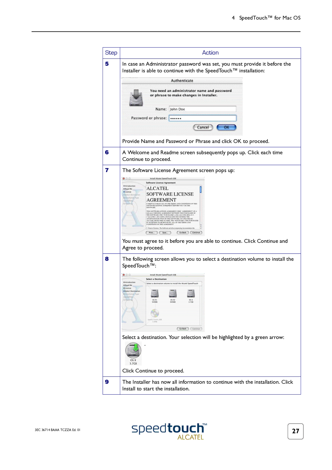 Technicolor - Thomson 300 Series manual Provide Name and Password or Phrase and click OK to proceed, Continue to proceed 