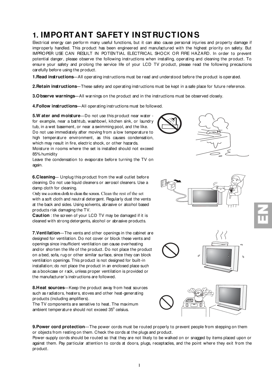 Technicolor - Thomson 30LB120S4 important safety instructions Important Safety Instructions 