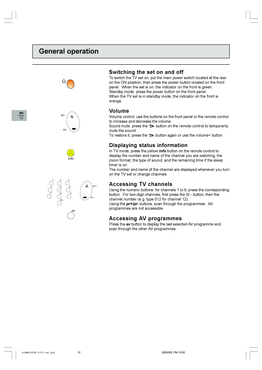 Technicolor - Thomson 42WM03STW-0707 important safety instructions General operation 