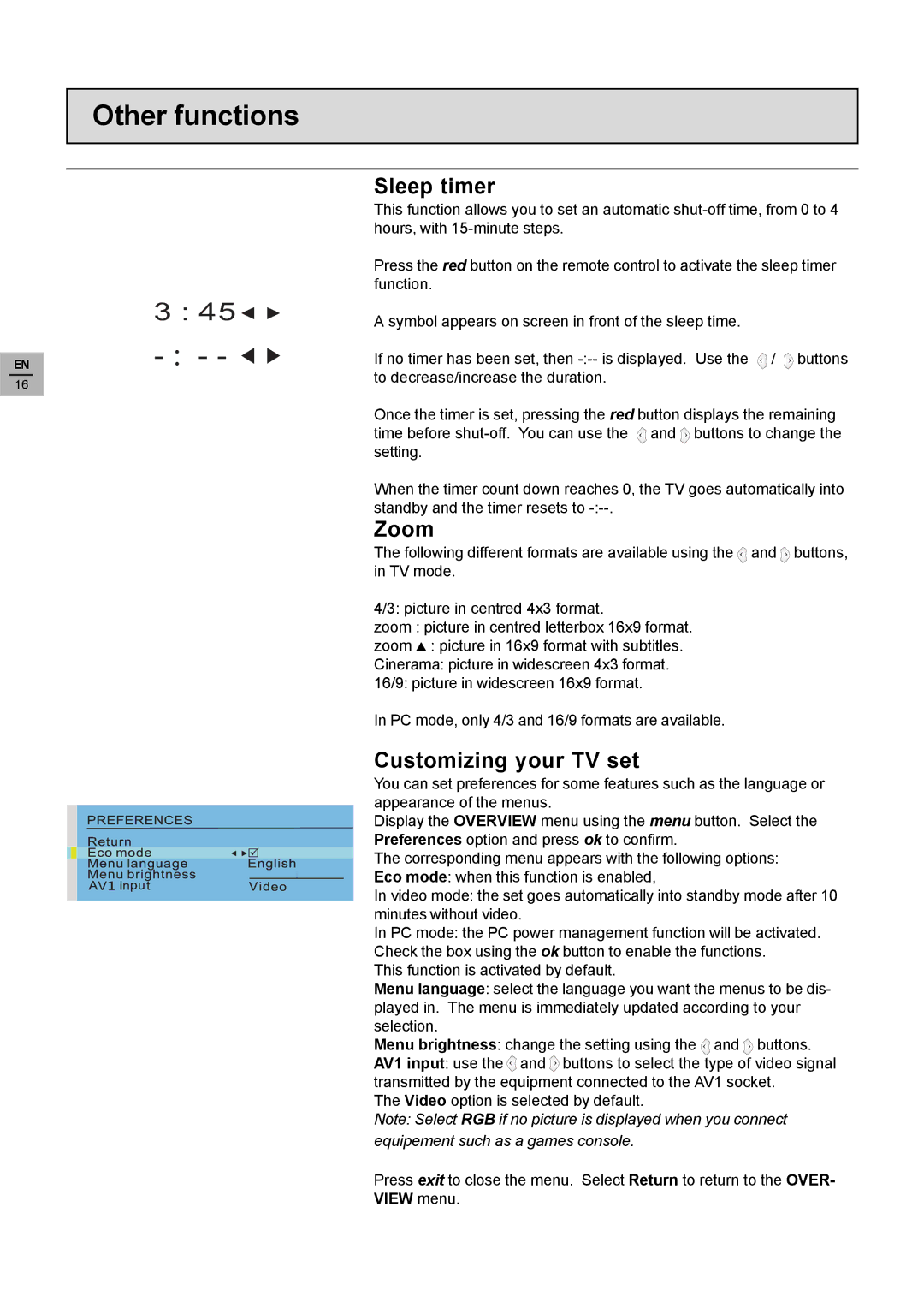 Technicolor - Thomson 42WM03STW-0707 important safety instructions Other functions 