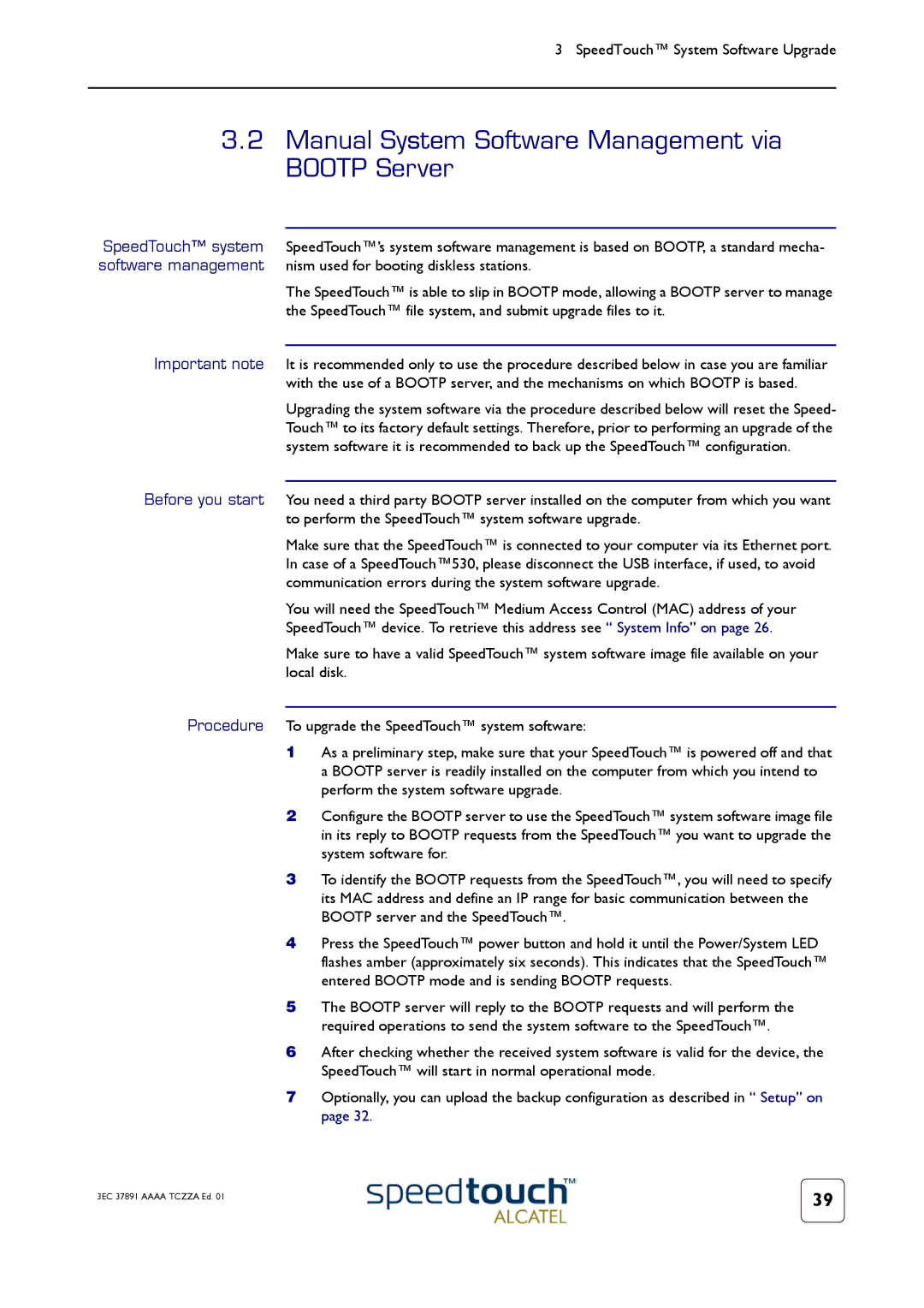 Technicolor - Thomson 510, 510i, 530 manual Manual System Software Management via Bootp Server 