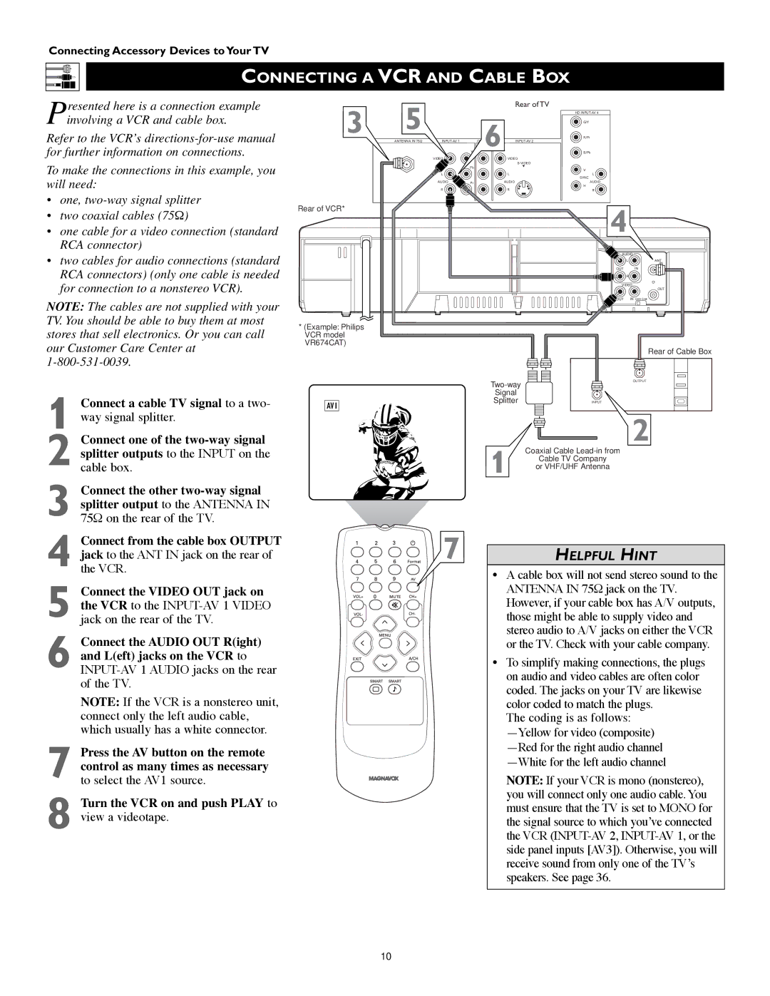 Technicolor - Thomson 51PW9303 manual Connecting a VCR and Cable BOX 