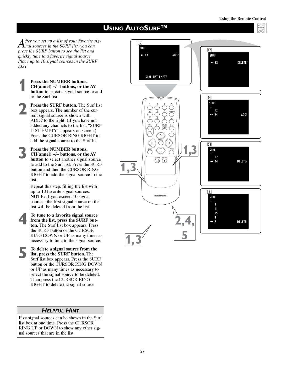 Technicolor - Thomson 51PW9303 manual Using Autosurf, List 