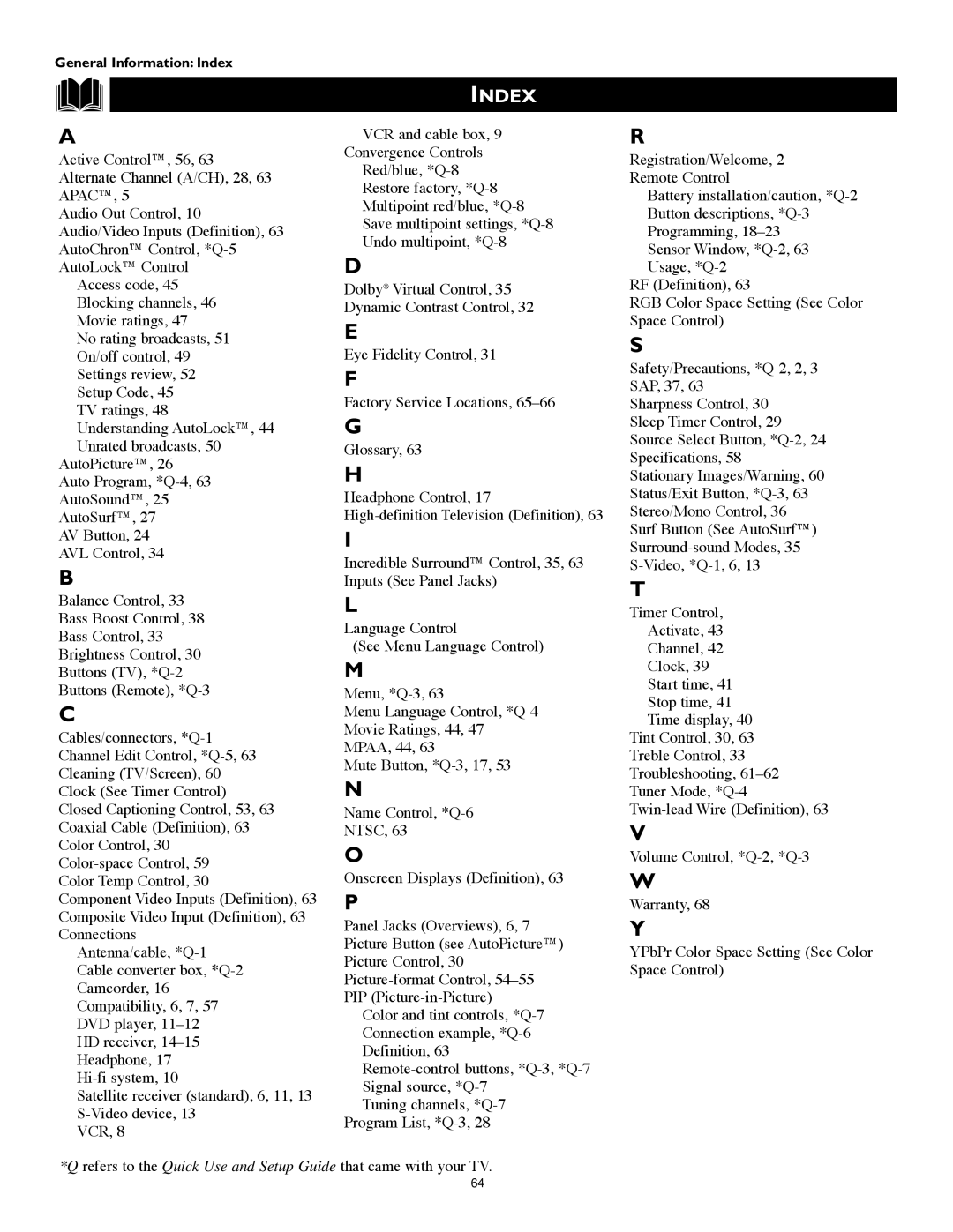 Technicolor - Thomson 51PW9303 manual Index 