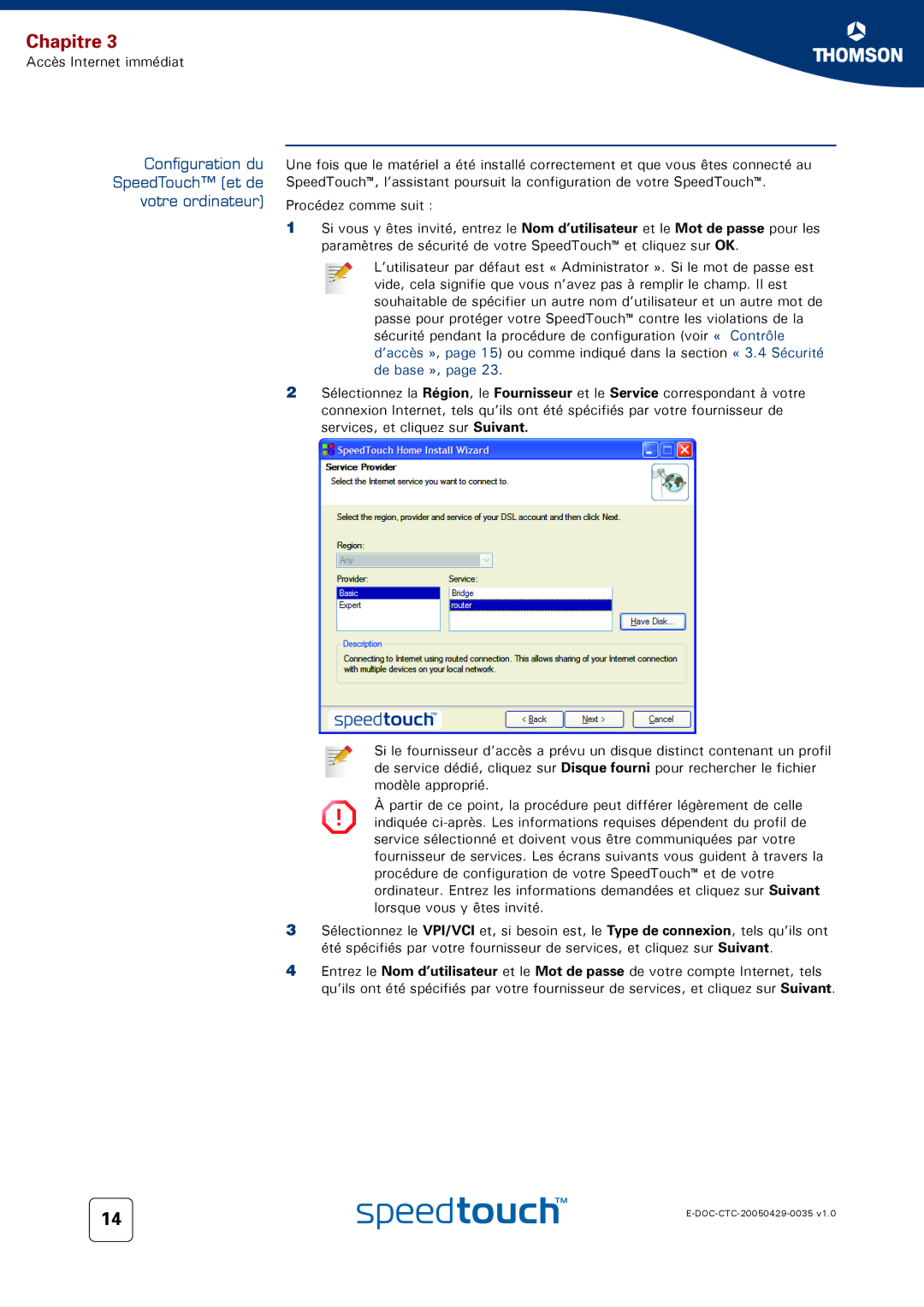 Technicolor - Thomson 536 manual Configuration du SpeedTouch et de votre ordinateur 