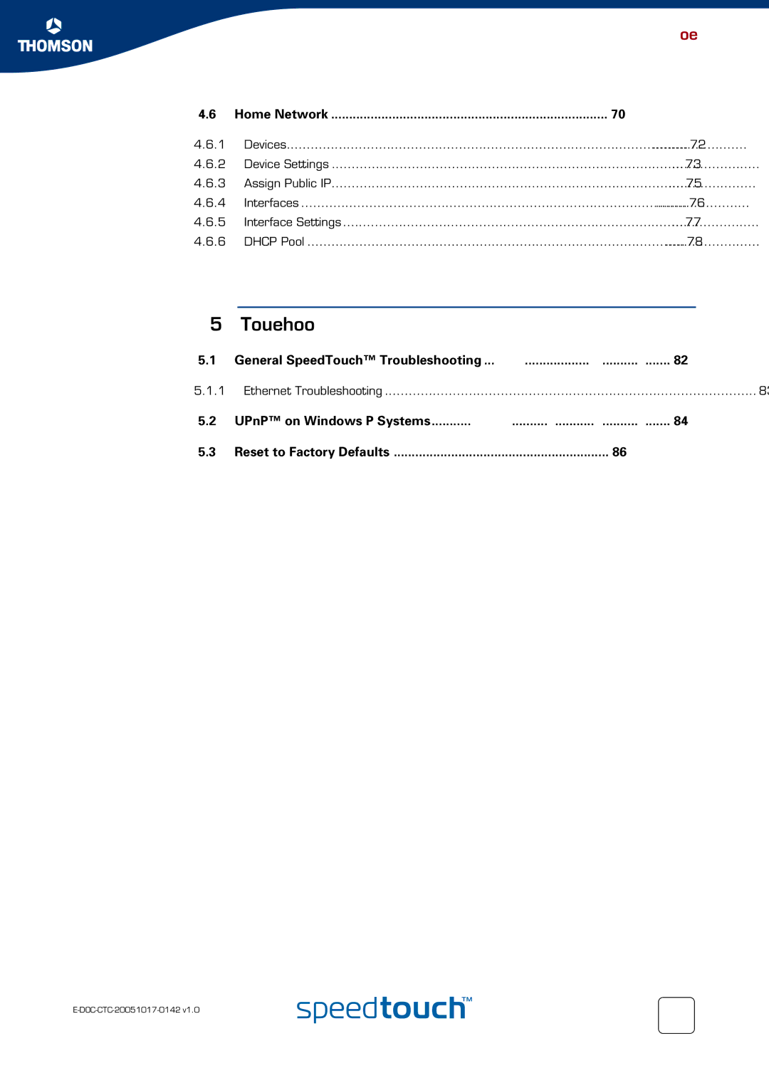 Technicolor - Thomson 536(v6) manual Ethernet Troubleshooting 