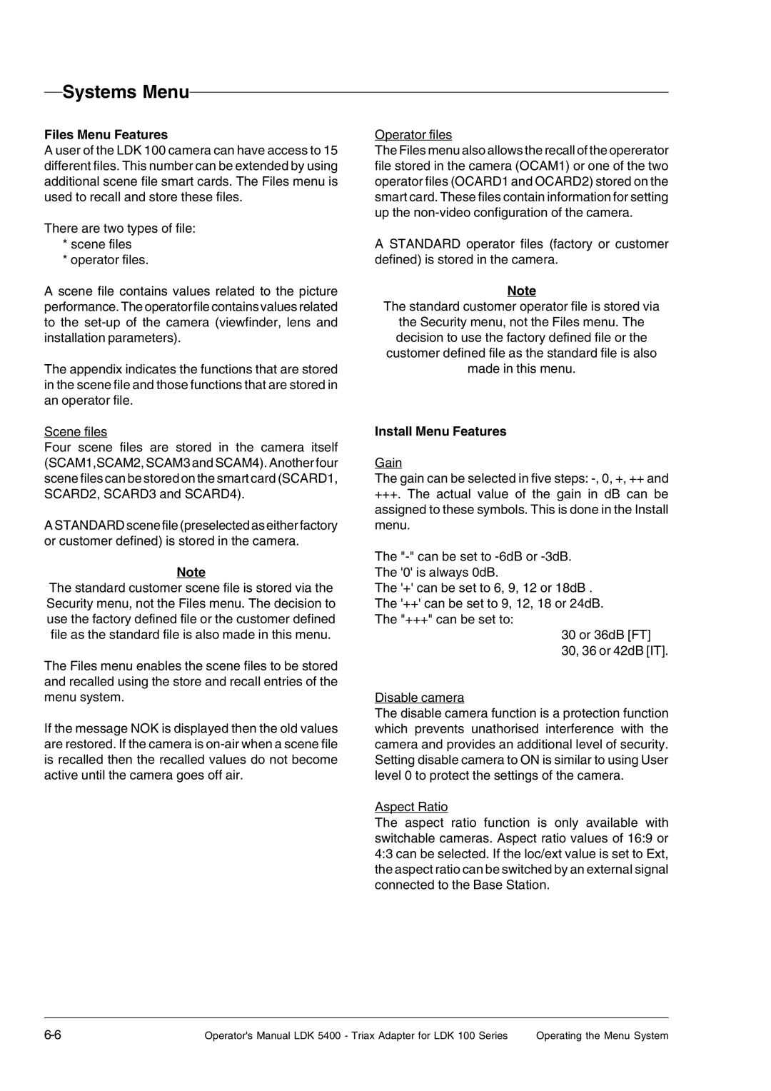 Technicolor - Thomson 5400LDK manual Files Menu Features, Install Menu Features 