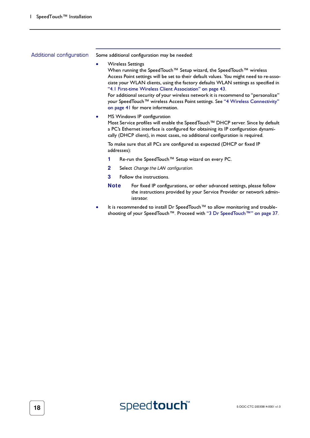 Technicolor - Thomson 545/570 manual Select Change the LAN configuration, Follow the instructions 