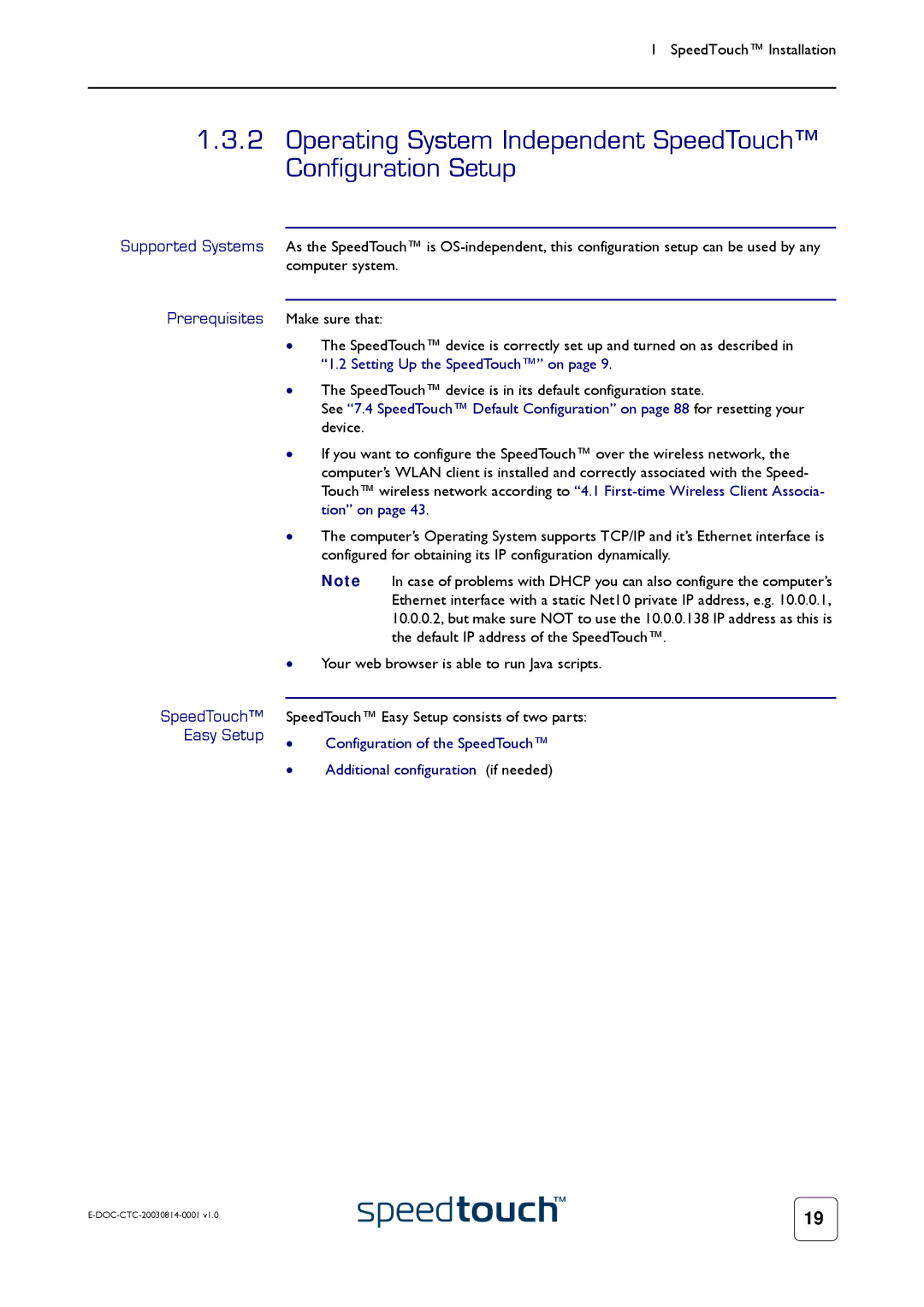 Technicolor - Thomson 545/570 manual Operating System Independent SpeedTouch Configuration Setup 