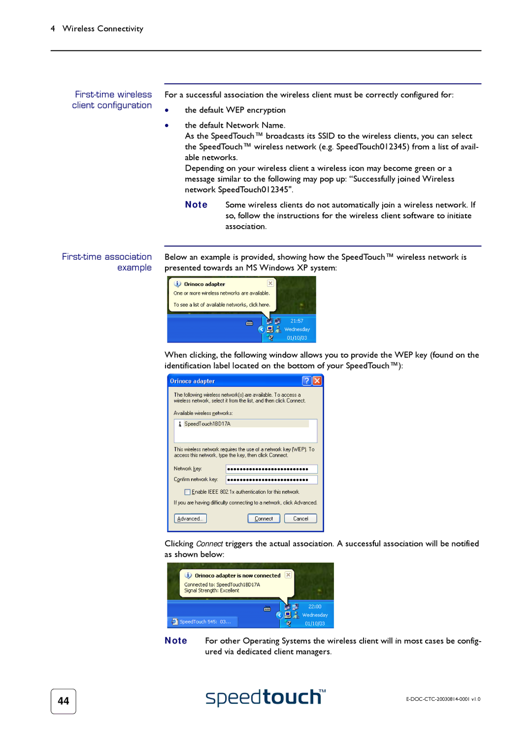 Technicolor - Thomson 545/570 manual First-time wireless client configuration 