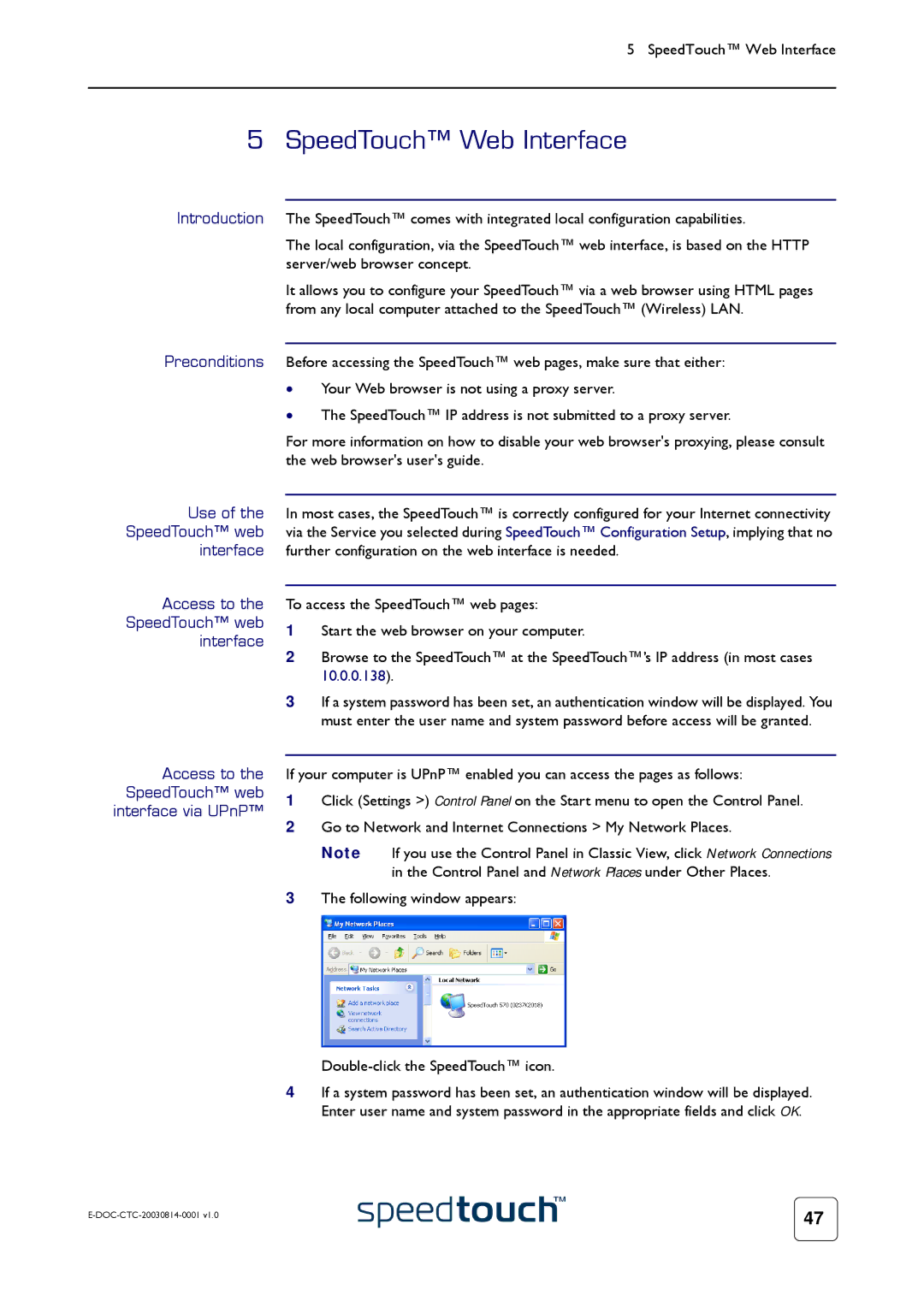 Technicolor - Thomson 545/570 manual SpeedTouch Web Interface 