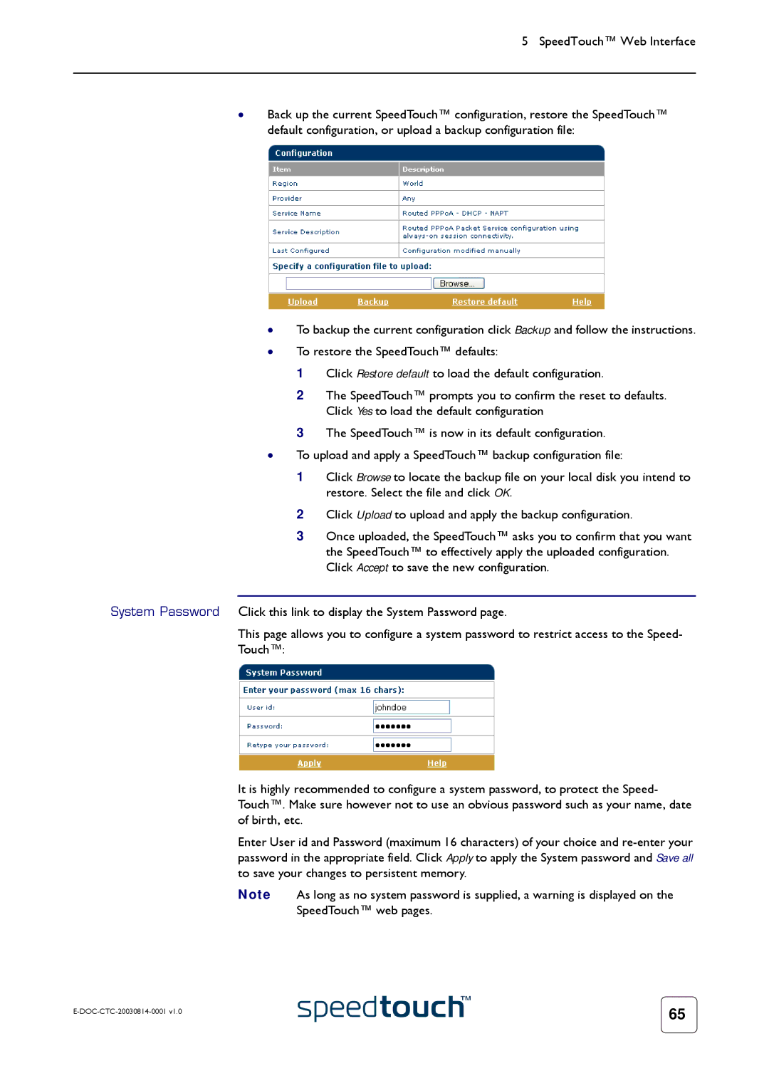 Technicolor - Thomson 545/570 manual SpeedTouch Web Interface 