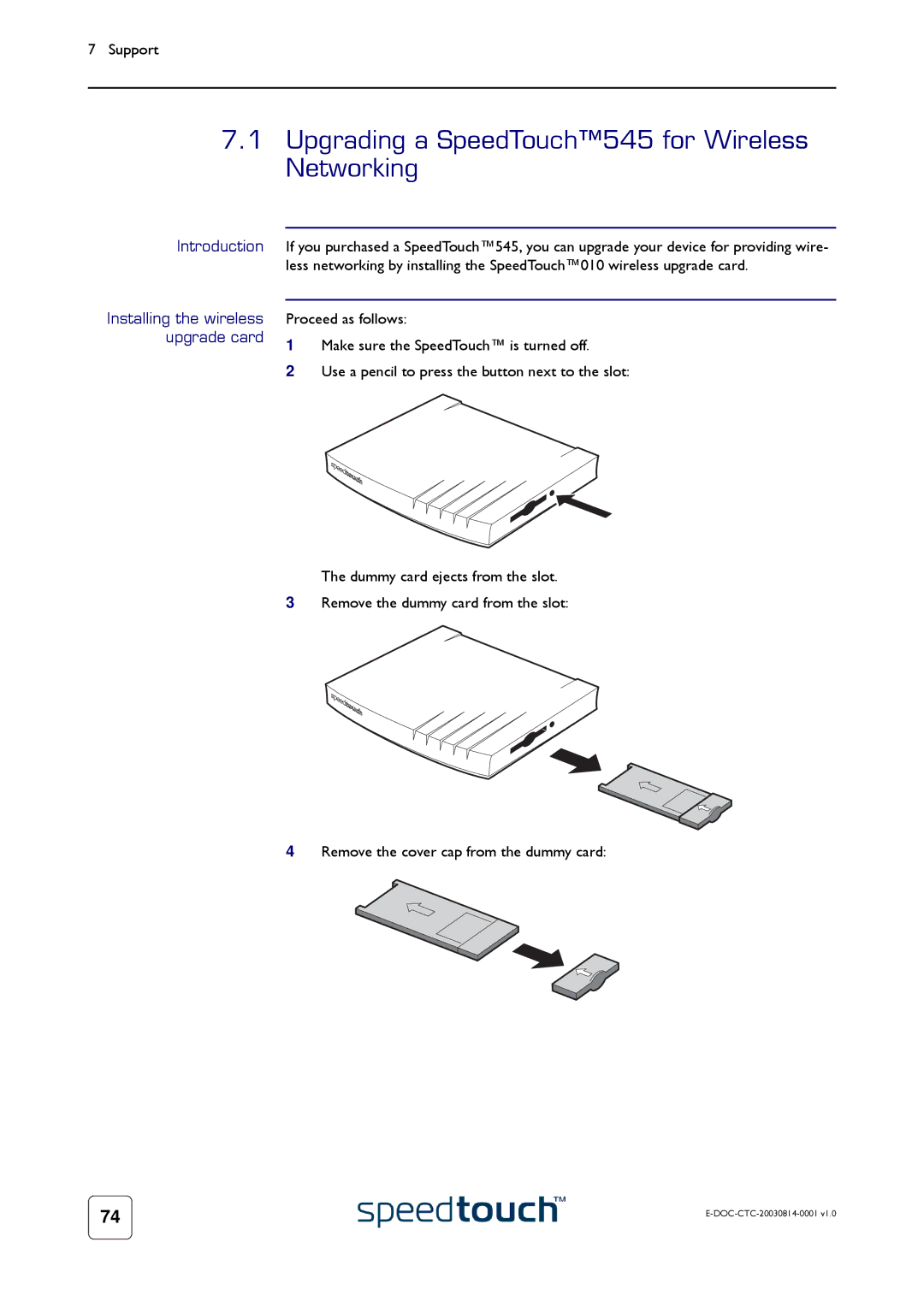 Technicolor - Thomson 545/570 manual Upgrading a SpeedTouch545 for Wireless Networking 