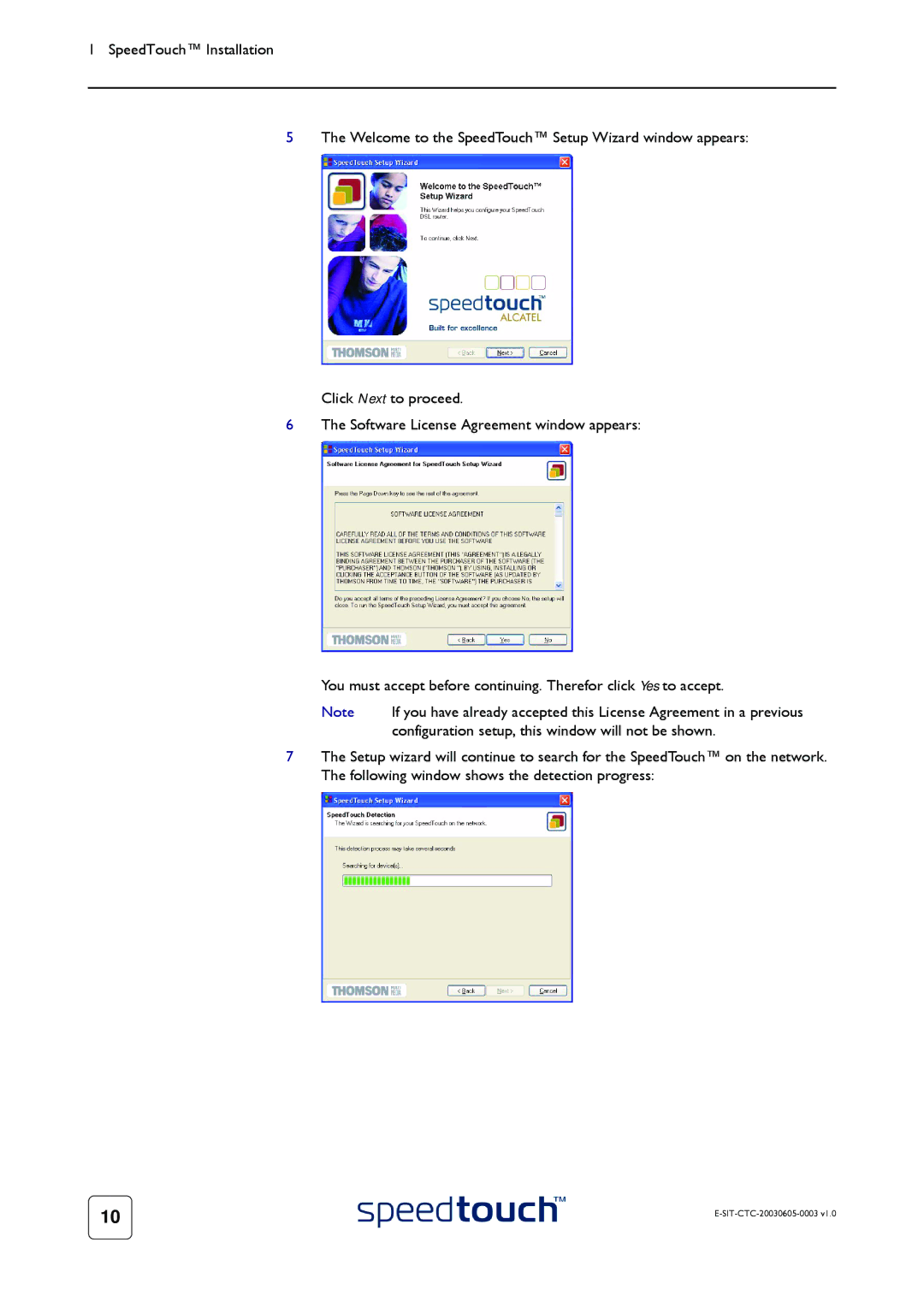 Technicolor - Thomson 605S manual Configuration setup, this window will not be shown 