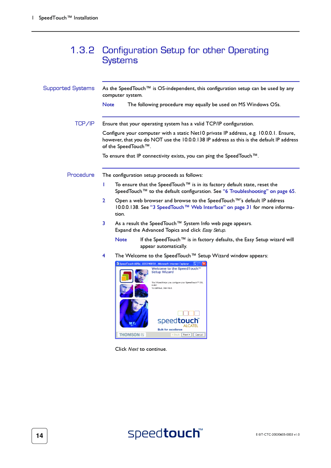 Technicolor - Thomson 605S manual Configuration Setup for other Operating Systems 